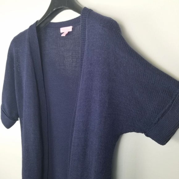 Lilly Pulitzer- Womens XS  Light Navy Harbour Short Sleeve Cardigan Sweater - Picture 2 of 9